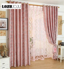 LOZUJOJU Free shipping jacquard design pink blackout curtains for window home Tulle set for living room bedroom widows floral 2024 - buy cheap