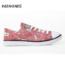 INSTANTARTS Low Style Female Vulcanize Casual Shoes Cute Cartoon Nurse Pattern Woman's Flats Shoes Teen Casual Canvas Sneakers 2024 - buy cheap