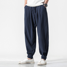 Spring Summer Men Cotton Linen Loose Harem Pants Elastic Waist Jogger Pants Fitness Trousers Male Chinese Traditional Harajuku 2024 - buy cheap