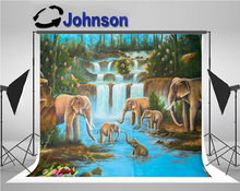 Bangkok Thailand Waterfall Elephant Forest Flower River mural photo backdrop   Computer print wall backgrounds 2024 - buy cheap