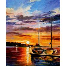 Canvas wall pictures pop art by the dock palette knife oil painting landscape modern home decor 2024 - buy cheap