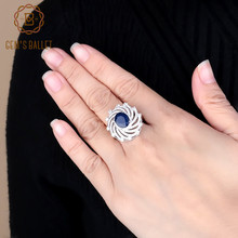 Женское Винтажное кольцо из серебра 100% пробы, с натуральным голубым сапфиром 2024 - купить недорого