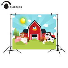 Allenjoy red barn backgrounds for photo studio farm animals spring illustration backdrop decor new photobooth photographic 2024 - buy cheap