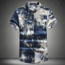 Мужская рубашка с коротким рукавом Heat, Повседневная Облегающая рубашка из хлопка и льна, лето 2019 2024 - купить недорого