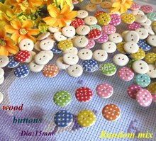 wholesale mixed color dot wooden buttons 200pcs craft / scrapbooking accessories loose buttons diy sewing supplies botoes 2024 - buy cheap