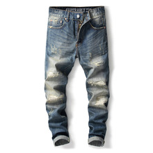 SHABIQI Лидер продаж модные мужские джинсы бренд dsel прямой крой рваные джинсы дизайнерские 100% хлопковые джинсы с потертостями для мужчин 2024 - купить недорого