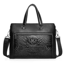 Men briefcase Luxury Crocodile pattern Cowhide Leather briefcase men's shoulder messenger top layer leather business laptop Bag 2024 - buy cheap