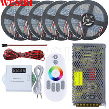 Dc12v 5m/10m/15m/20m2 5m/30m 150leds ws2811 endereçável led pixel strip impermeável + remoto controlador de música + kit fonte de alimentação