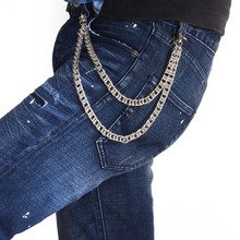 2 cores preto sliver moda masculina acessório hip hop rock calças pant chave carteira cadeias punk metal cinto da cintura chaveiro chaveiro 2024 - compre barato