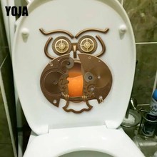 YOJA 19.2X23.1CM Golden Owl Metal Elements Creative Toilet Decal Wall Sticker Living Room Home Decor T5-0622 2024 - buy cheap