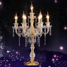 Lámpara de mesa de cristal de lujo europeo para dormitorio, mesita de noche de alta gama, hotel, villa, sala de estar, lámpara de mesa creativa, lámparas sicas para mesa 2024 - compra barato