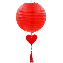 Hot Sale 20cm Round Chinese Red Lantern Heart-shaped Pendant Paper Lanterns for Wedding Party Decorations supplies Sky Lanterns 2024 - buy cheap