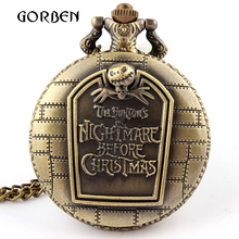 Vintage Nightmare before Christmas Quartz pocket watch with chain necklace pendent men watch Relogio De Bolso 2024 - buy cheap