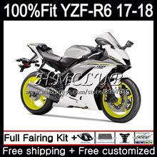 Carrocería de inyección para YAMAHA YZF600, YZF-R6, YZF, R6, 2017, 2018, 3hpla, YZF, 600, YZF, R, 6, 17, YZF-600, YZFR6, 17, 18, color blanco y plateado 2024 - compra barato