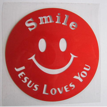 (100 pcs /lot) Wholesale Jesus Loves You smile face vinyl decals stickers for car / truck customized stickers car-styling 2024 - buy cheap