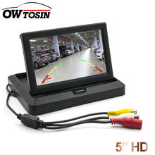 Owtosin-monitor com visão traseira dobrável, alta resolução, hd, 5 polegadas, 800x480, monitoramento de estacionamento, câmera reversa, 2 canais, entrada de vídeo 2024 - compre barato