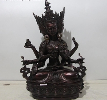 Estátua de buda namgysmarma ushnishavistreaming, cabeça de 3 braços em bronze com templo do tibete com 3 cabeças 2024 - compre barato