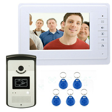 Frete grátis sistema de vídeo porteiro 7 "com monitor branco 1 leitor de cartão rfid hd campainha câmera 1000tvl 2024 - compre barato