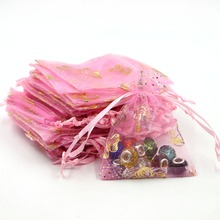50pcs/lot 9x12cm Lovely Pink Butterfly Organza Bags Wedding Favor Gift Candy Packaging Bag Tulle Small Drawstring Jewelry Pouch 2024 - buy cheap