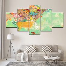 Pintura em tela abstrata multicolorido veados 5 peças pintura da arte da parede modular papéis de parede cartaz impressão para sala estar decoração casa 2024 - compre barato