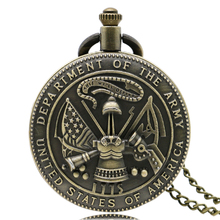 Steampunk Bronze Vintage The USA Department Of The Army Quartz Pocket Watch Men Women with Necklace Gift P949 2024 - buy cheap