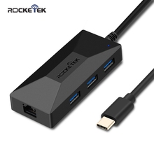 Rocketek type-C USB type c гигабитный Ethernet адаптер 1000 Мбит/с концентратор 3,0 Lan Проводная сетевая карта Rj45 порт USB сплиттер для компьютера 2024 - купить недорого