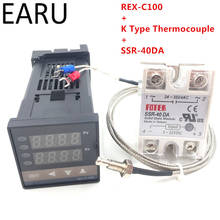 Digital PID Temperature Controller Thermostat REX-C100 + Max 40A SSR SSR-40DA Relay + K Thermocouple M6 Probe High Quality 2024 - buy cheap