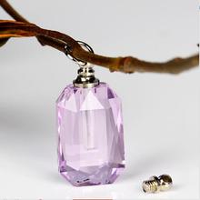 Frasco de cristal retângulo rosa transparente, frasco com pingente para pedir perfume nome em frasco de arroz pingente joia busca 2024 - compre barato