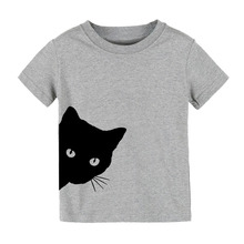 Детская футболка с рисунком кота для мальчиков и девочек, детская одежда для малышей Забавные футболки с рисунком Tumblr, Прямая поставка, CZ-57 2024 - купить недорого