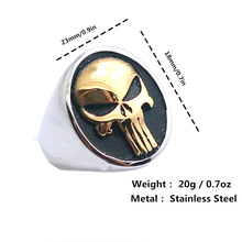 Mens Boys 316L Stainless Steel Cool The Punisher Ring Newest 2024 - buy cheap