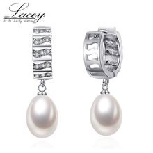 Real 925 Plata aro pendientes de perlas para mujeres boda pendientes de perlas de agua dulce regalo para niñas, joyería 2024 - compra barato