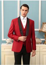 Custom black lapel men's suit red jacket groom wedding dress men's formal business 3 jacket vest vest 2024 - buy cheap