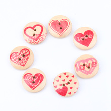 Botones redondos de madera con patrón de corazón de amor, accesorios hechos a mano para decoración, costura artesanía, Scrapbooking DIY, 20mm, 30 Uds. 2024 - compra barato