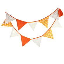 3.2m 12 Flags Orange Flower Cotton Banner Pennant Garland Children Baby Shower Birthday Bunting Wedding Party Decor Photograph 2024 - buy cheap