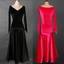 2018 Ballroom Dancing Dress Rose/Black/Blue Velvet Waltz/Tango/Flamenco Skirts Marine Costumes For Women Modern Dance Dress 2024 - buy cheap