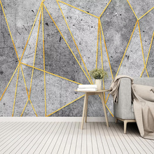 Personalizado qualquer tamanho murais papel de parede retro linhas douradas cimento fundo papel de parede sala de estar tv criativo auto-adesivo adesivos 2024 - compre barato