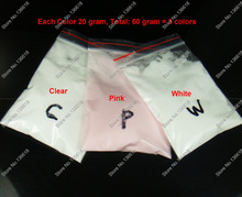 Polvo acrílico de 60 gramos (= 3 colores mezclados), conjunto de polvo acrílico, blanco, rosa claro para sistema de puntas de uñas acrílicas DIY 2024 - compra barato