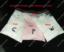 60gram(=3 mixed colors) Acrylic Dust Powder Pigments Set -WHITE CLEAR PINK for DIY Acrylic Nail Tips System 2024 - buy cheap