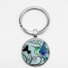 Llaveros de colibrí azul hechos a mano, pendiente de ruiseñor, joyería de Pokémon de cristal, cabujón con vidrio artístico llavero con joyería 2024 - compra barato
