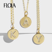 FLOLA Girls Initial Letter Necklace Alphabet Gold 26 Letters Charm Necklaces Pendants CZ Zirconia Simple Jewelry Gifts nkep15 2024 - buy cheap