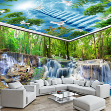 Papel de parede foto personalizada 3d, tecido cascata, floresta, natureza, paisagem, grandes murais, sala de estar, quarto, revestimento de parede 2024 - compre barato