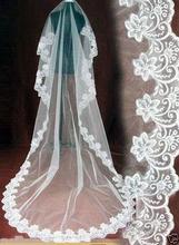 New 1 LAYER CATHEDRAL LENGTH WEDDING VEIL WHITE IVORY LACE EDGE BRIDE MANTILLA 2024 - buy cheap