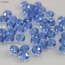 Isywaka-Cuentas redondas de cristal sintético para fabricación de joyas, abalorios redondos de colores azul claro, 4x6mm, 50 Uds. 2024 - compra barato