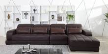 Free Shipping Classic Coffee Color Top Grain Leather Sofa, L shaped Sectional Sofa set 3.7M length House Furniture On Sale E308 2024 - buy cheap
