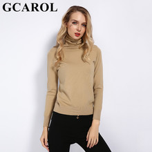 GCAROL новый осенне-зимний 30% шерстяной свитер с высоким воротником, вязаный пуловер ярких цветов, женский теплый вязаный джемпер, уличный Топ 2XL 2024 - купить недорого