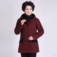 Среднего возраста женские осенние и зимние шерстяные куртки плюс размер мать с длинными рукавами плотное пальто теплое шерстяное пальто верхняя одежда 2024 - купить недорого