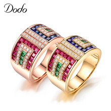 Trendy Luxury Colorful Crystal Rings Shining AAA Cubic Zirconia Ring For Women Man 585 Rose Gold Color bague femme Anel Hot B742 2024 - buy cheap