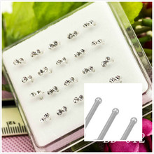 20 Ps Fashion Body Nose Piercing Jewelry Double Round White Crystal Nose Stud Nose Rings for Women Ball 2024 - buy cheap