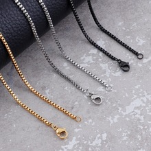 2mm de aço inoxidável link caixa corrente feminino ouro/preto gargantilhas colares para a moda feminina jóias 2024 - compre barato