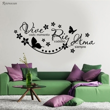 Vinyl Wall Stickers Spanish Saying Vive Cada Momento Rie Cada Dia Ama Siempre Decal Wallpaper For Living Bedroom Home Decor H537 2024 - buy cheap